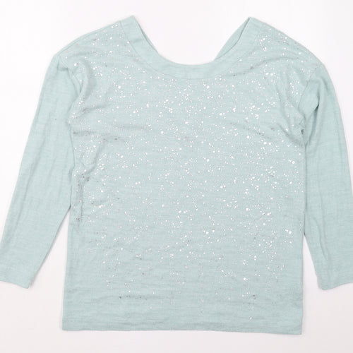 NEXT Womens Green Round Neck  Viscose Pullover Jumper Size 14   - Silver Flecks