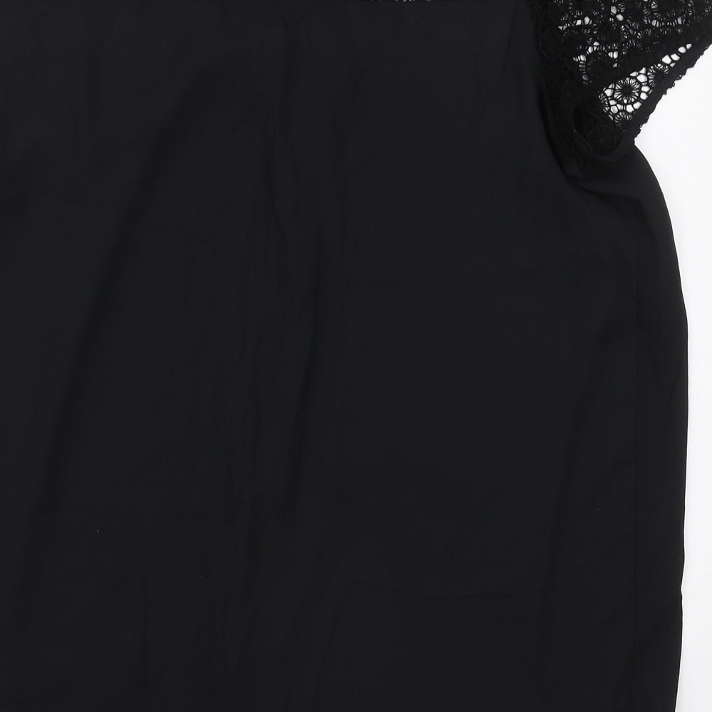 F&F Womens Black  Polyester Basic Blouse Size 14 Round Neck