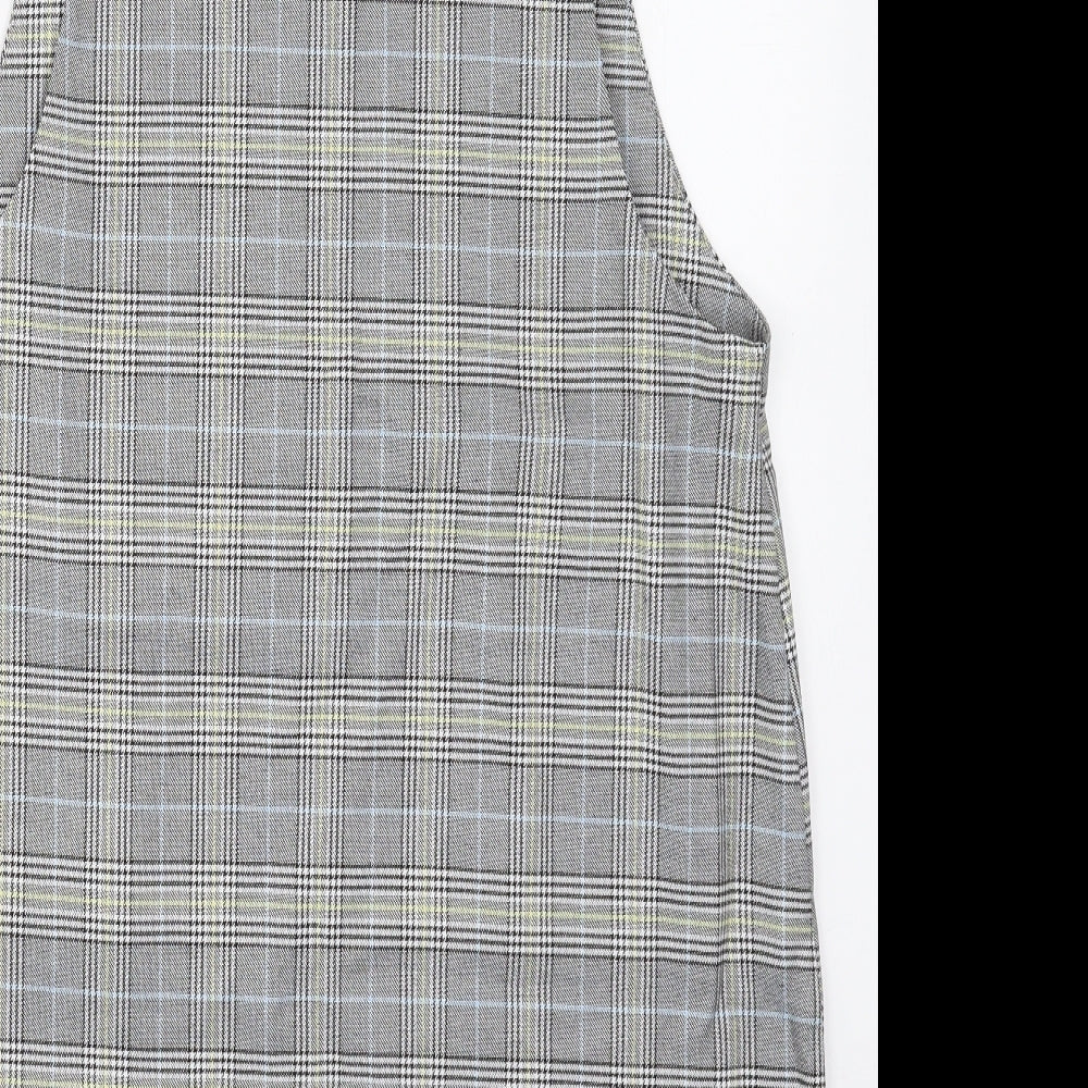 George Womens Grey Check Polyester Pinafore/Dungaree Dress  Size 16  Square Neck Pullover