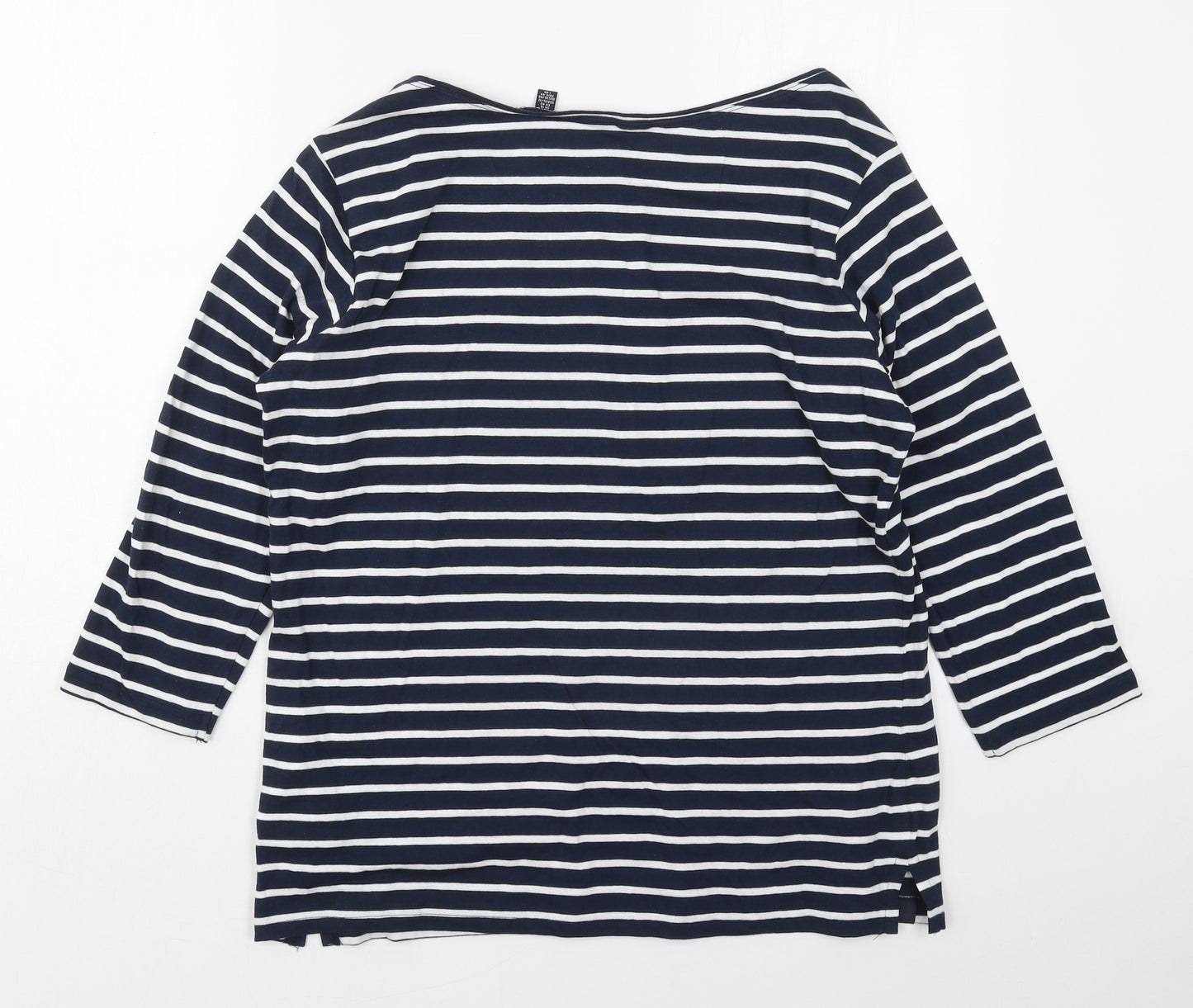 Regatta Womens Blue Striped Cotton Basic T-Shirt Size 16 Boat Neck