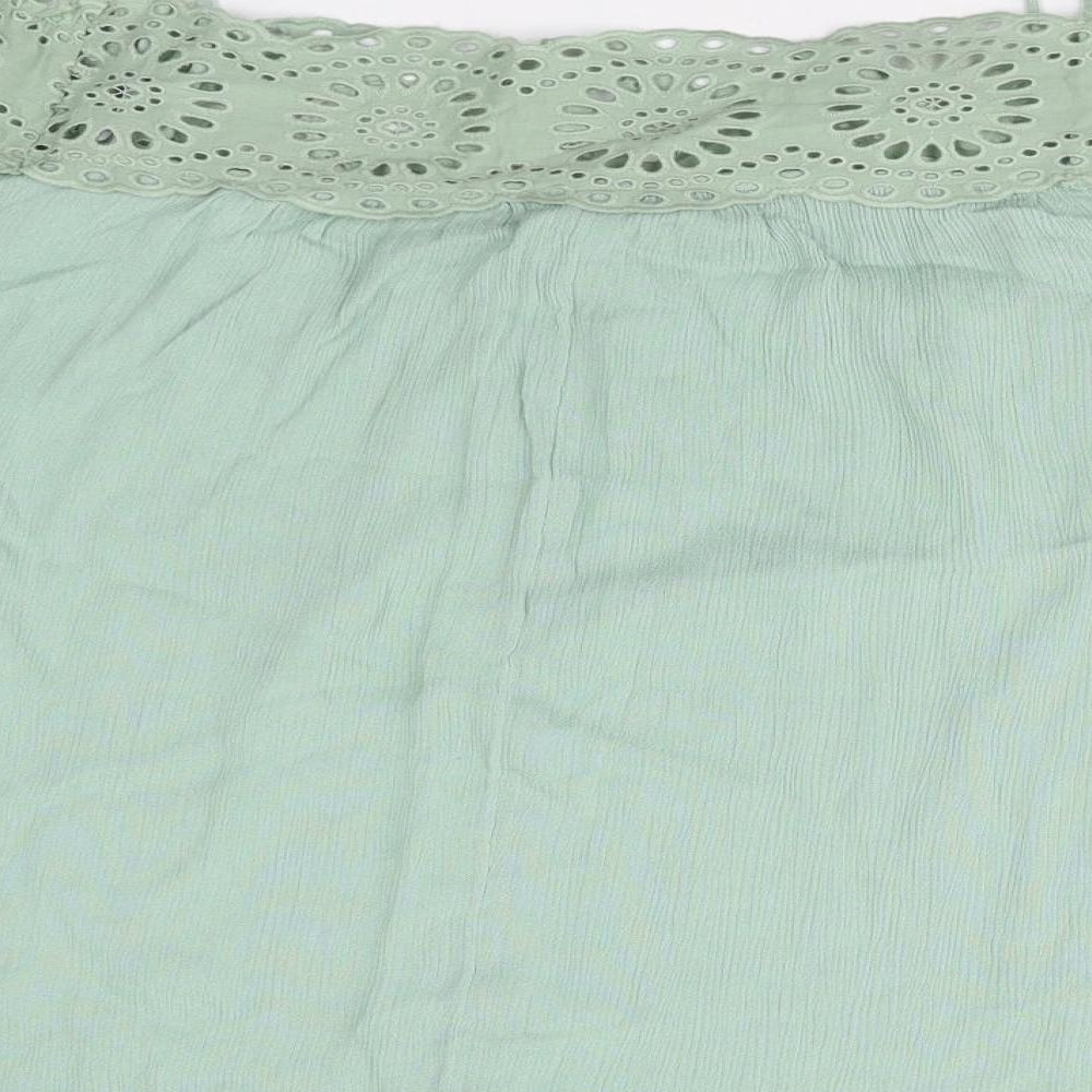 Papaya Womens Green  Viscose Basic Blouse Size 16 Off the Shoulder
