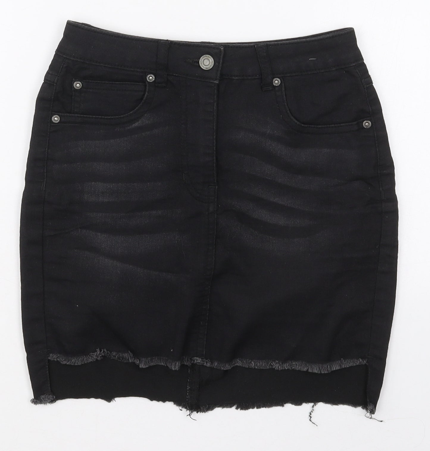 Parisian Womens Black  Cotton Mini Skirt Size 6   Button