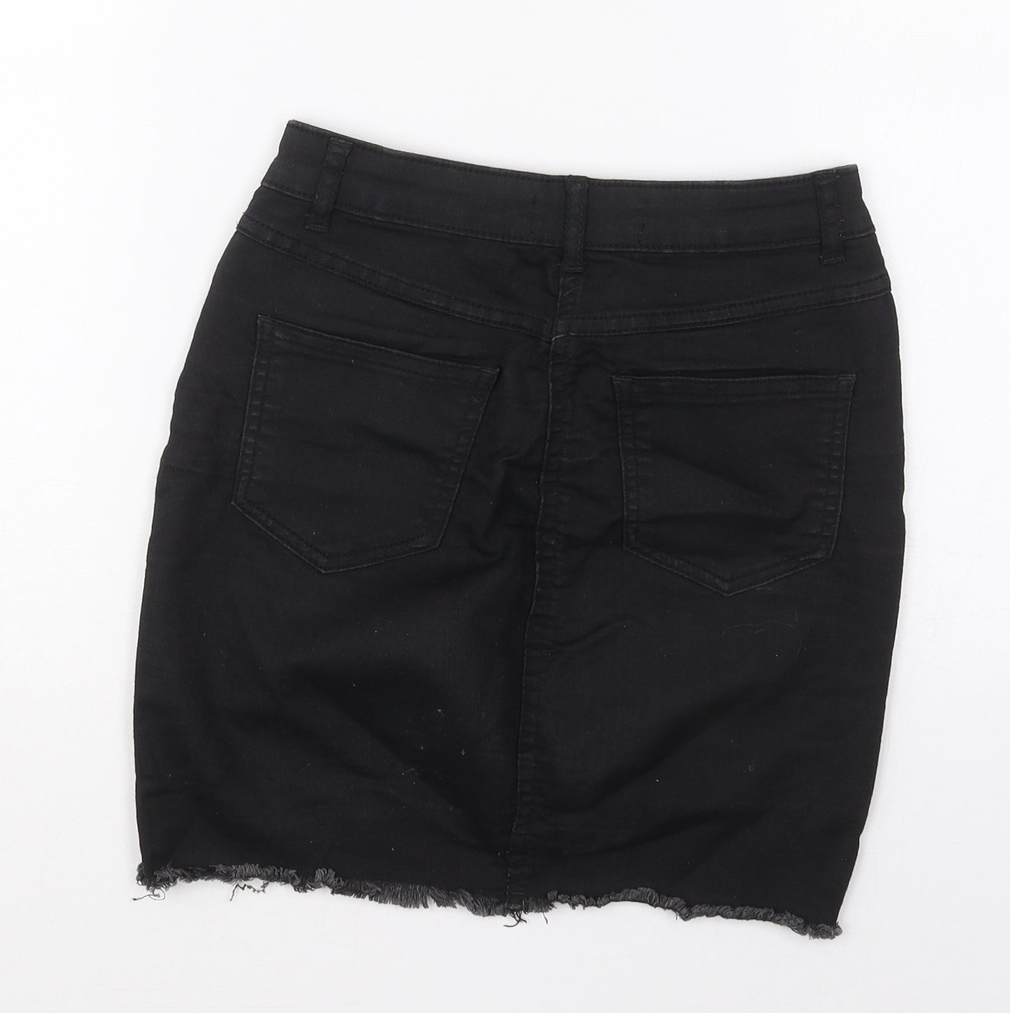 Parisian Womens Black  Cotton Mini Skirt Size 6   Button