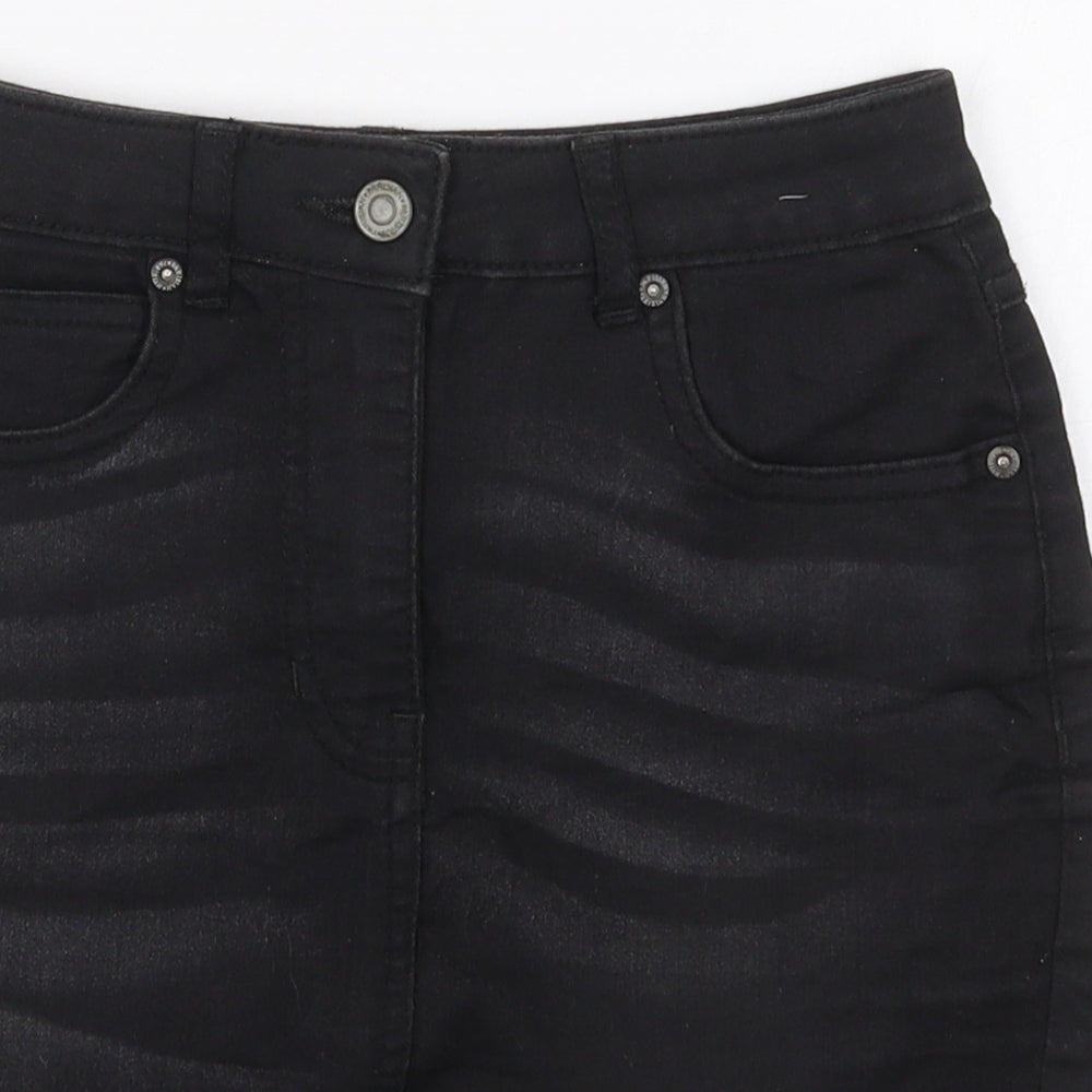 Parisian Womens Black  Cotton Mini Skirt Size 6   Button