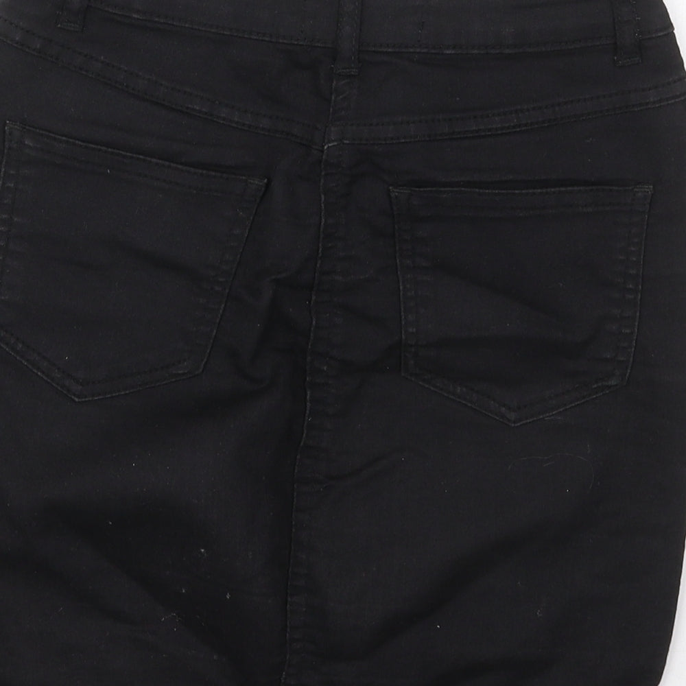 Parisian Womens Black  Cotton Mini Skirt Size 6   Button