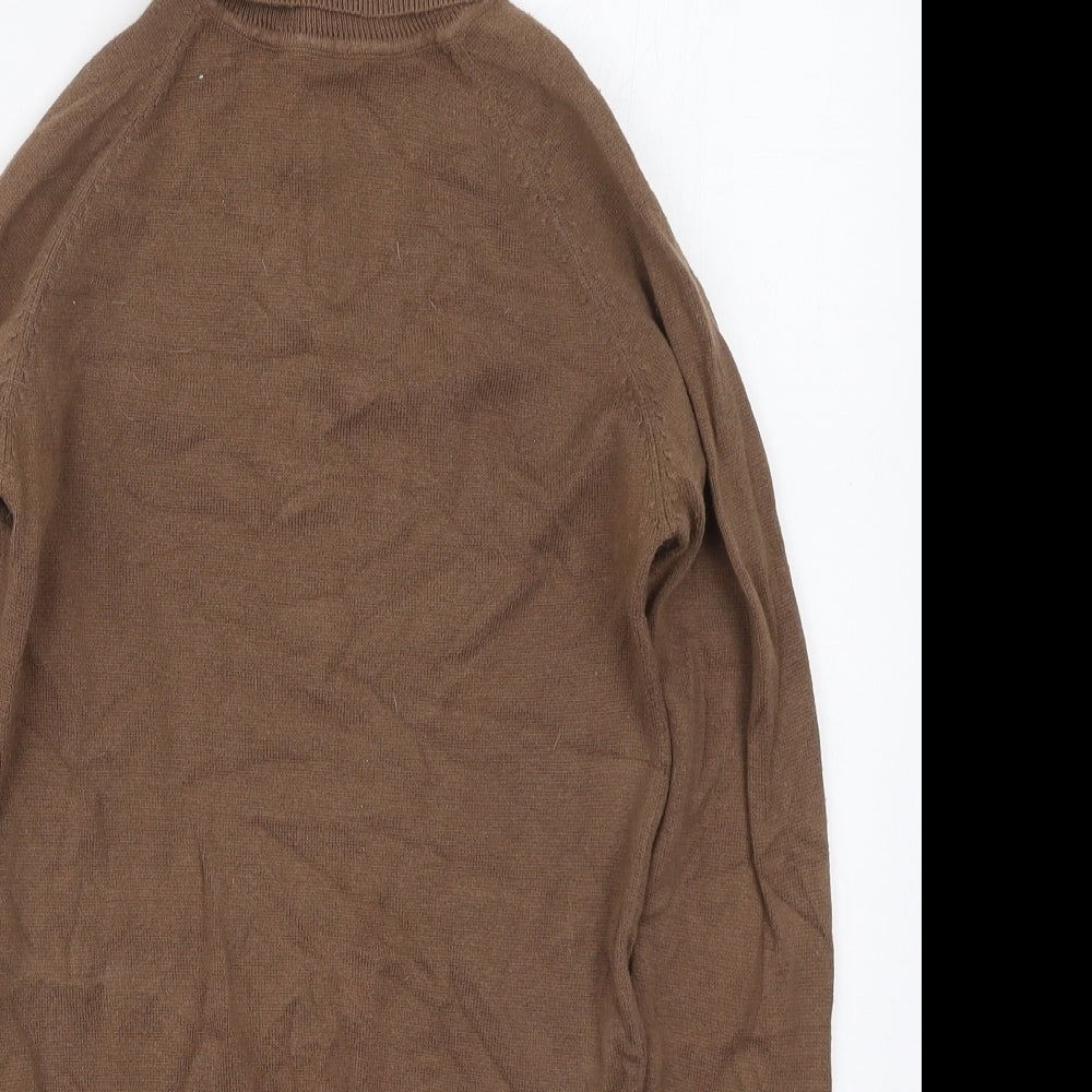 Zara Womens Brown Roll Neck  Cotton Pullover Jumper Size XS