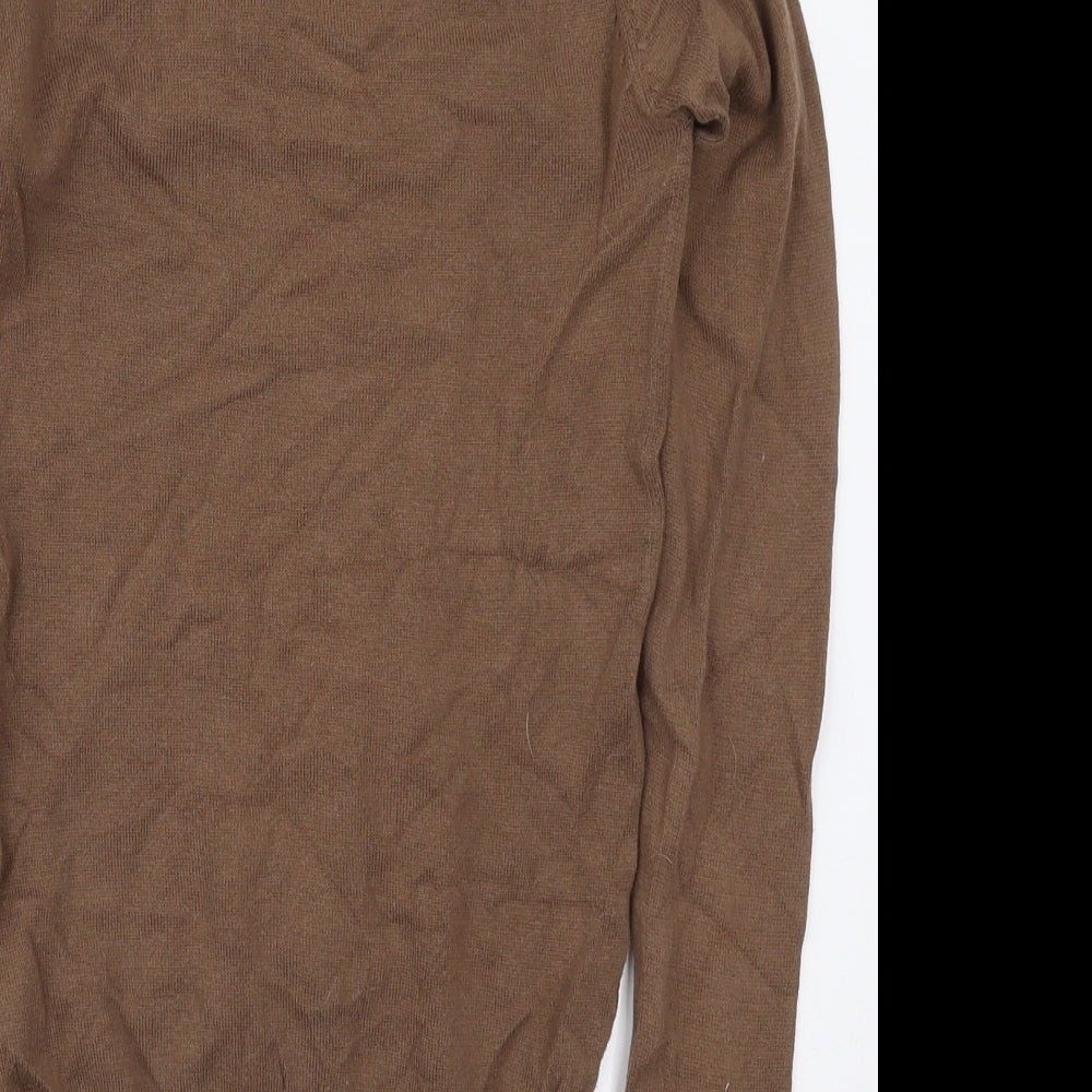Zara Womens Brown Roll Neck  Cotton Pullover Jumper Size XS