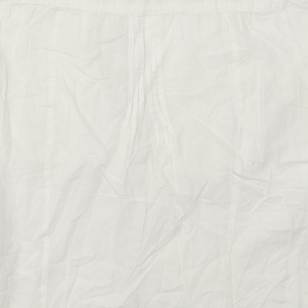 Terranova Womens Ivory  Cotton Basic Button-Up Size M Round Neck