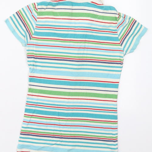Yessica Womens Blue Striped Cotton Basic Polo Size XS Collared