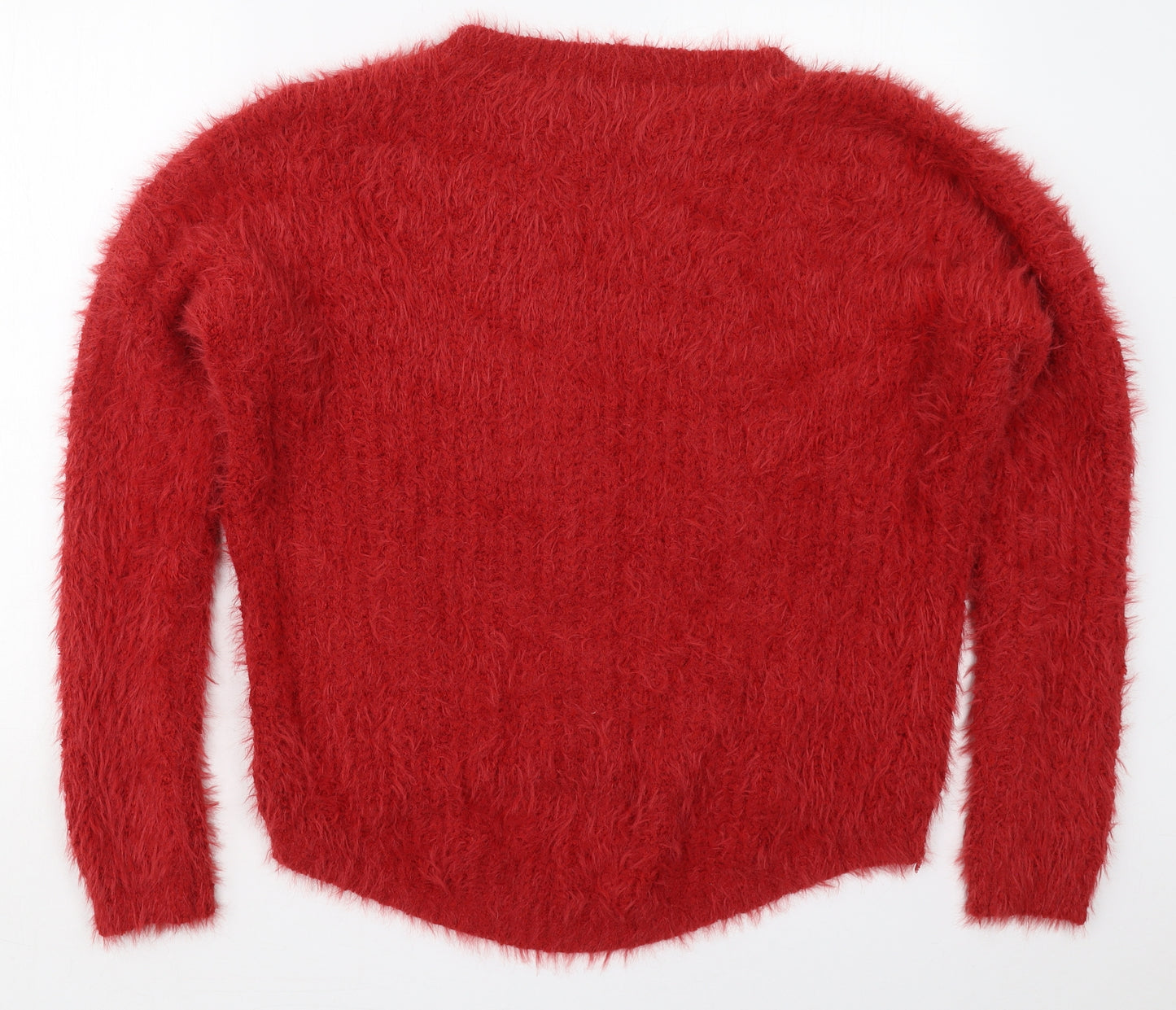Primark Womens Red Round Neck  Polyester Pullover Jumper Size 10