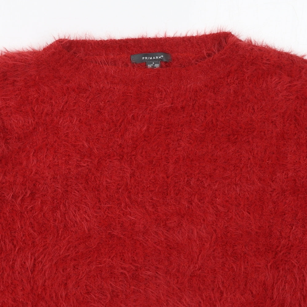 Primark Womens Red Round Neck  Polyester Pullover Jumper Size 10