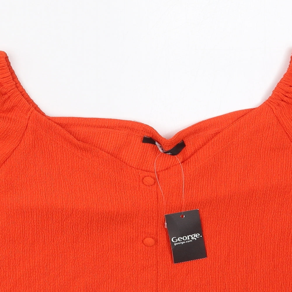 George Womens Orange  Polyester Basic T-Shirt Size 14 V-Neck