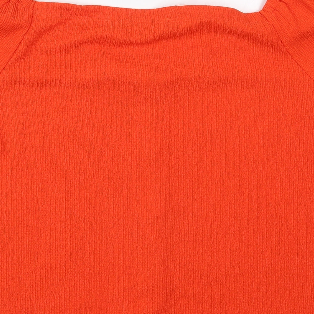 George Womens Orange  Polyester Basic T-Shirt Size 14 V-Neck