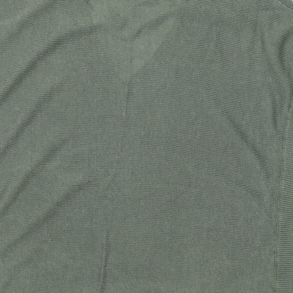 Boden Womens Green V-Neck  Linen Pullover Jumper Size 12