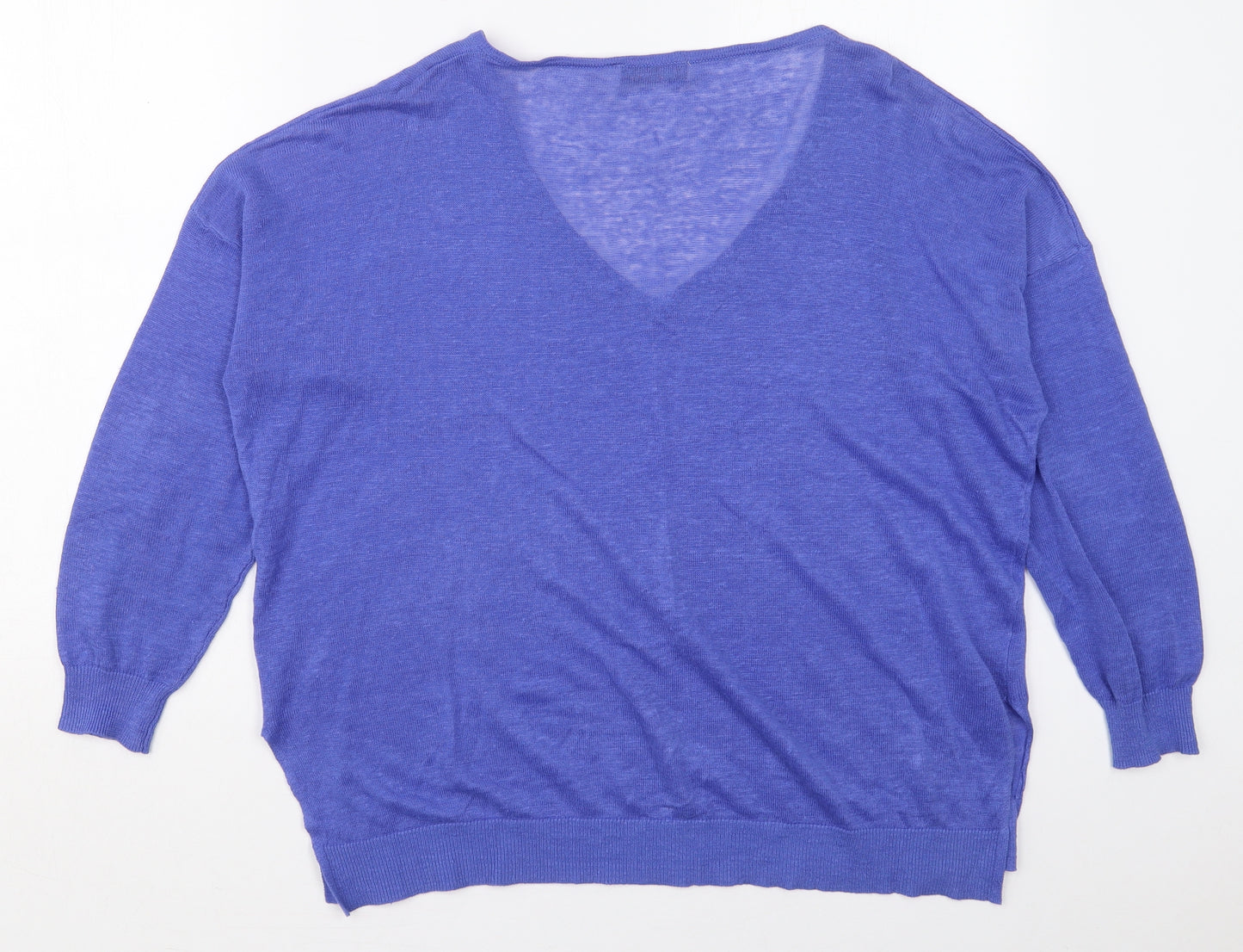 Mint Velvet Womens Blue V-Neck  Acrylic Pullover Jumper Size 10