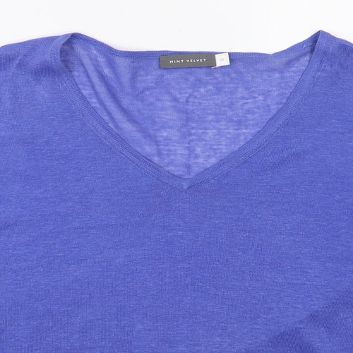 Mint Velvet Womens Blue V-Neck  Acrylic Pullover Jumper Size 10