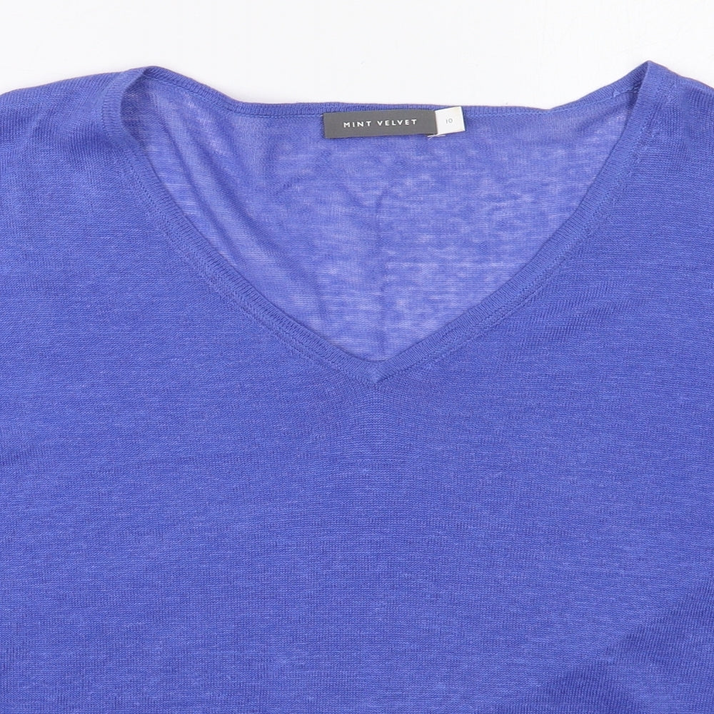 Mint Velvet Womens Blue V-Neck  Acrylic Pullover Jumper Size 10