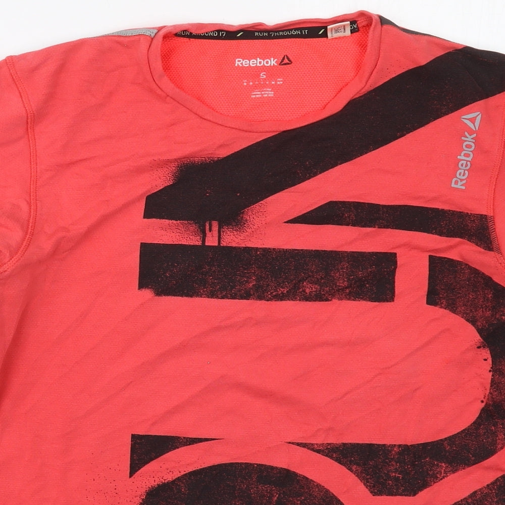 Reebok Mens Pink  Lyocell Basic T-Shirt Size S Crew Neck Pullover - Run