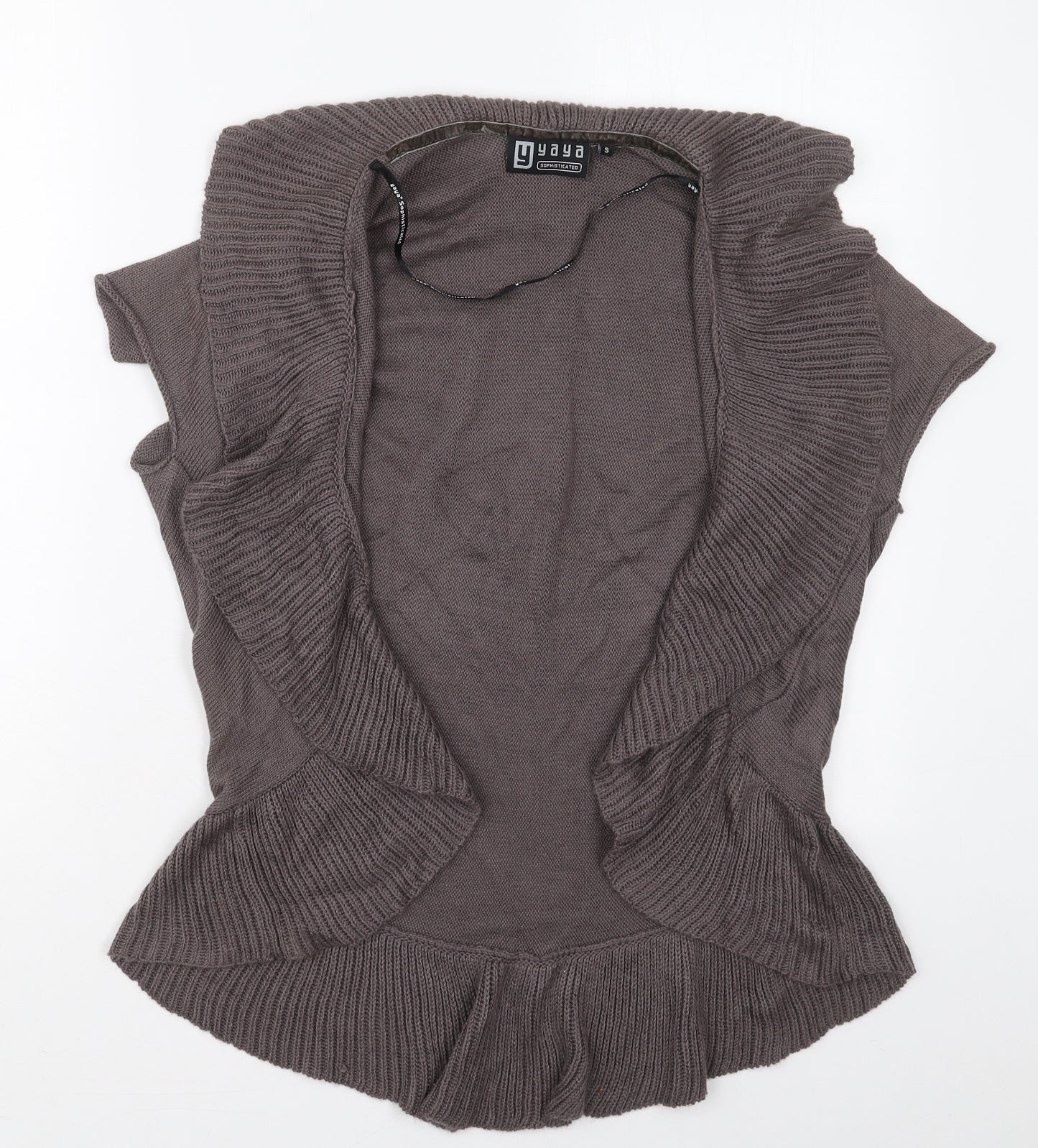 YAYA Womens Grey Collared  Cotton Cardigan Jumper Size S