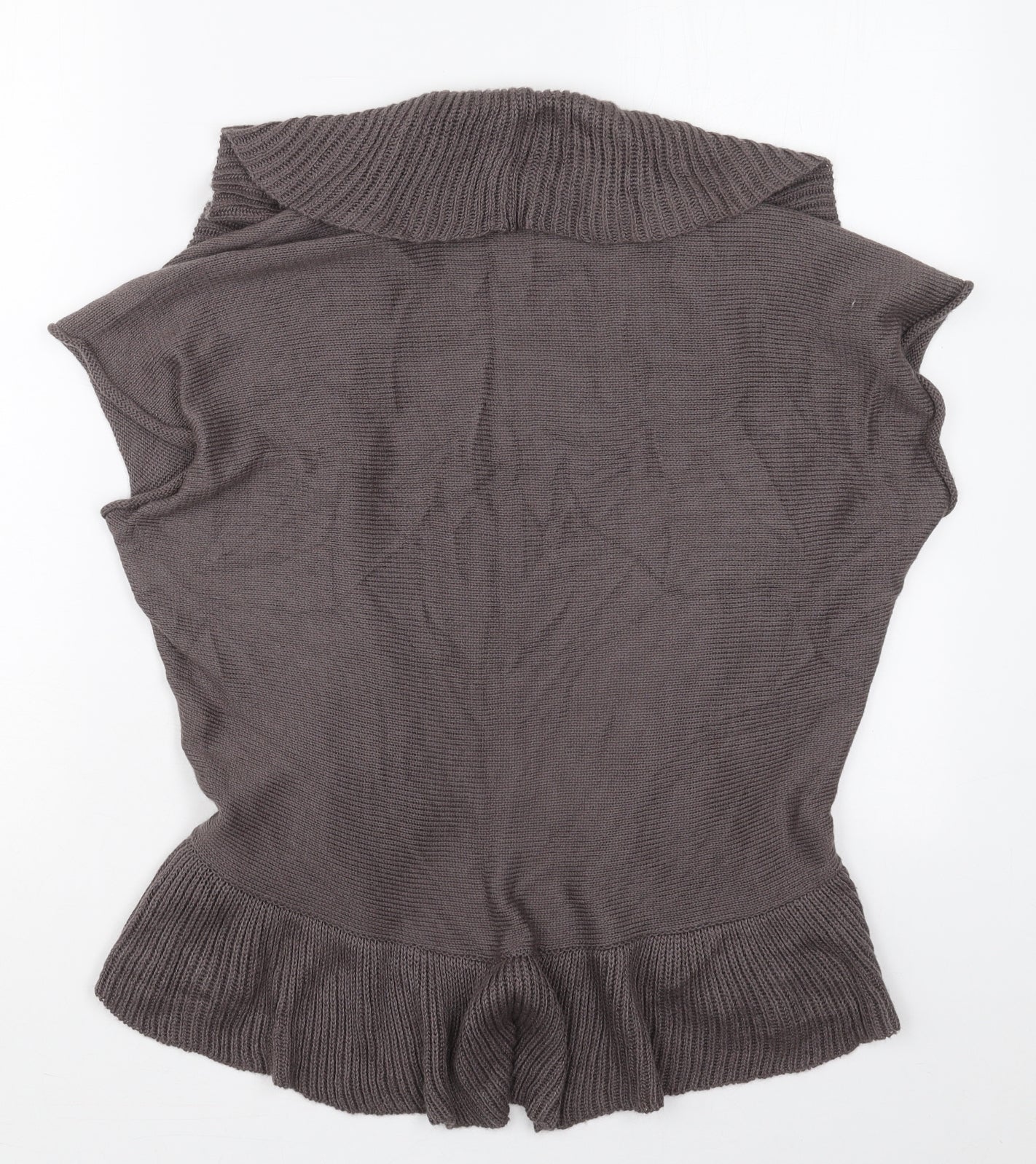 YAYA Womens Grey Collared  Cotton Cardigan Jumper Size S