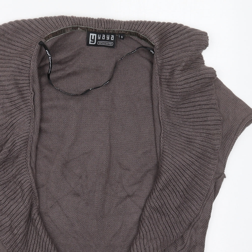 YAYA Womens Grey Collared  Cotton Cardigan Jumper Size S