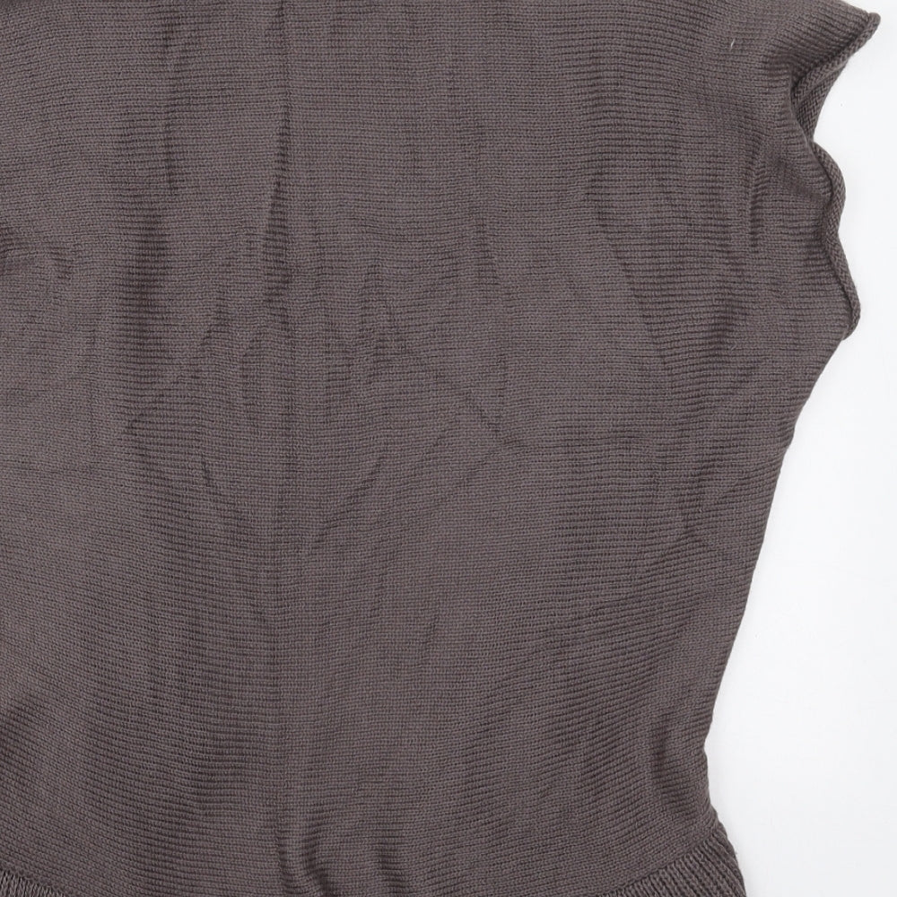 YAYA Womens Grey Collared  Cotton Cardigan Jumper Size S