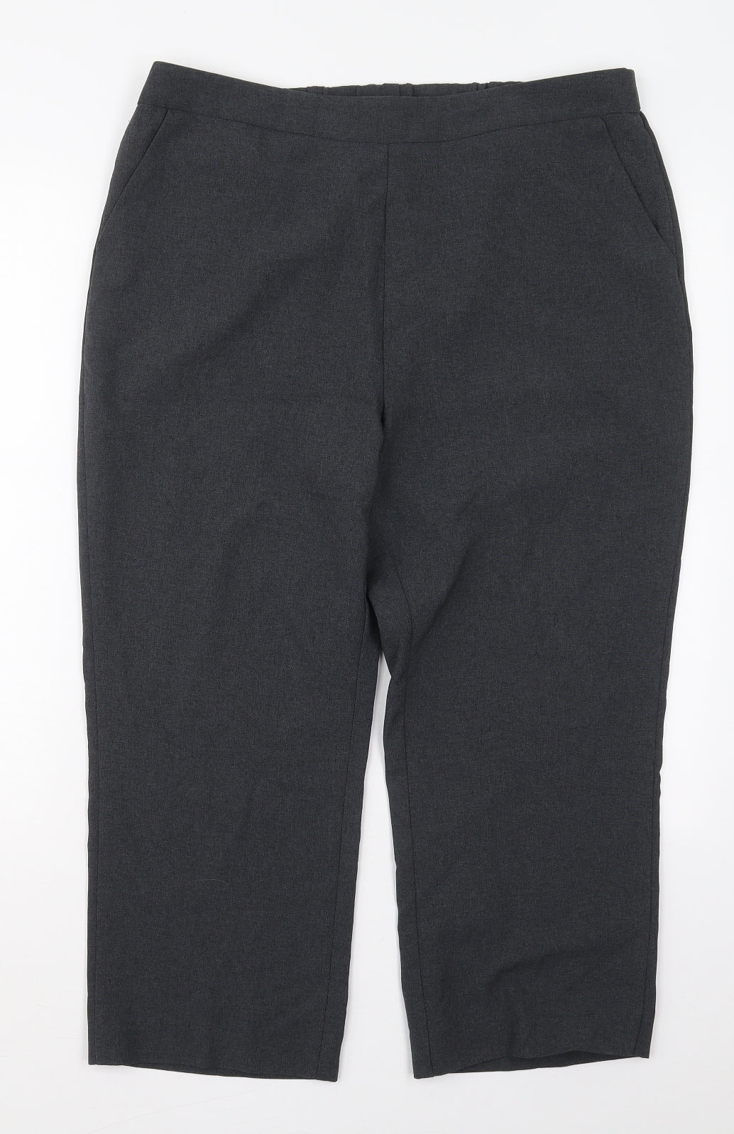 Bonmarché Womens Grey  Polyester Cropped Trousers Size 16 L23.5 in Regular