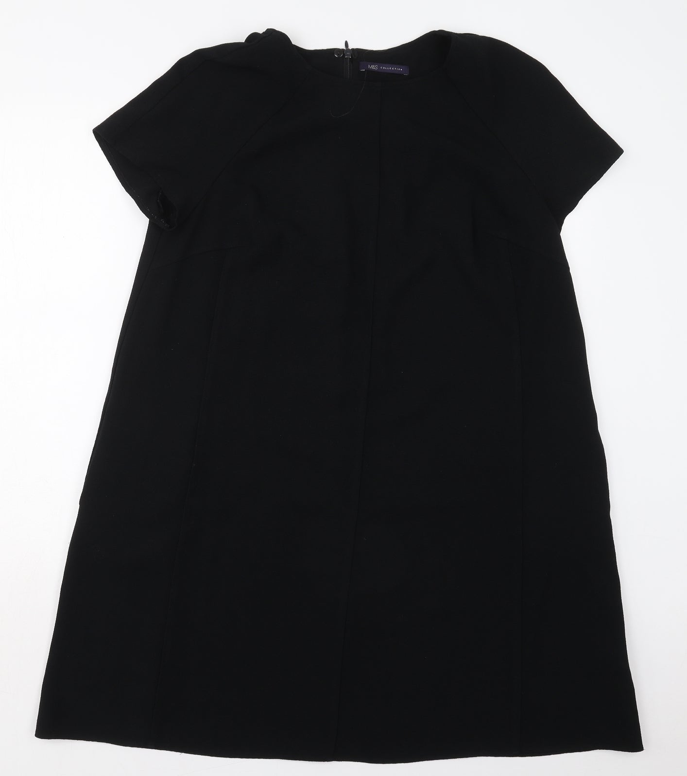 Marks and Spencer Womens Black  Polyester A-Line  Size 16  Round Neck Zip