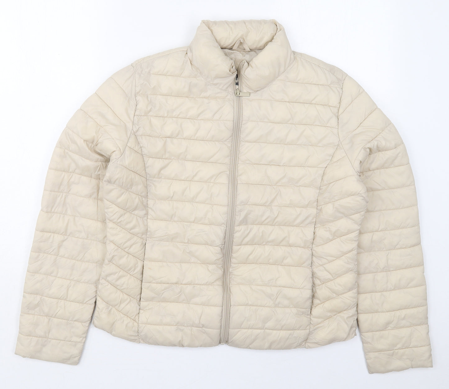 Primark Womens Beige   Quilted Coat Size 12  Zip
