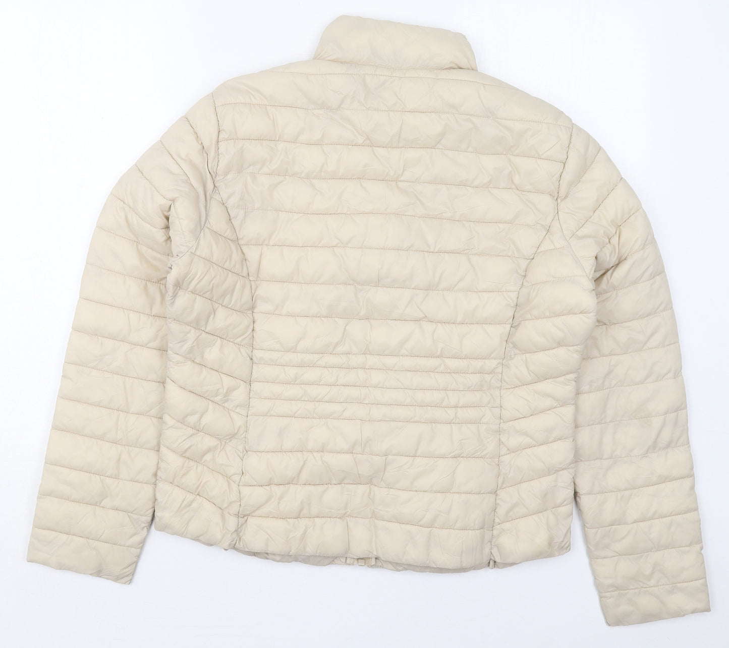 Primark Womens Beige   Quilted Coat Size 12  Zip