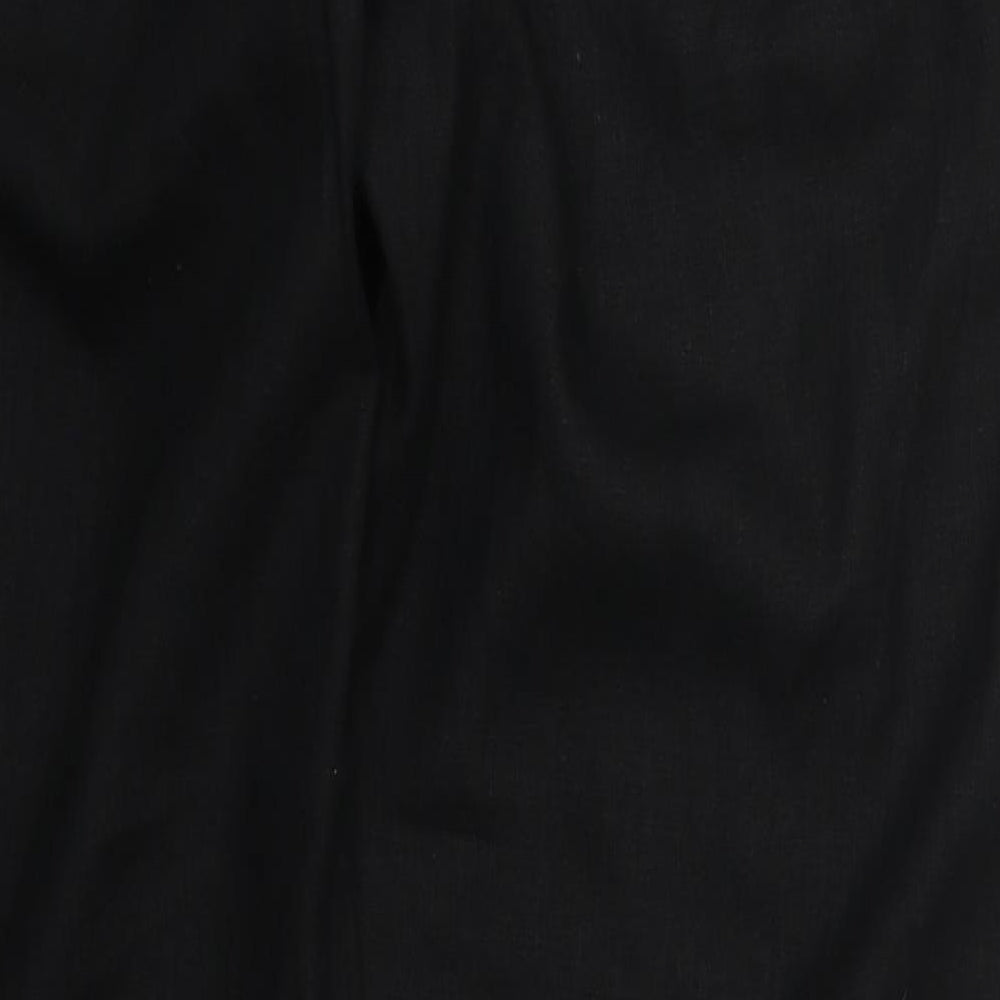 NEXT Womens Black  Linen Trousers  Size 14 L30 in Regular Drawstring