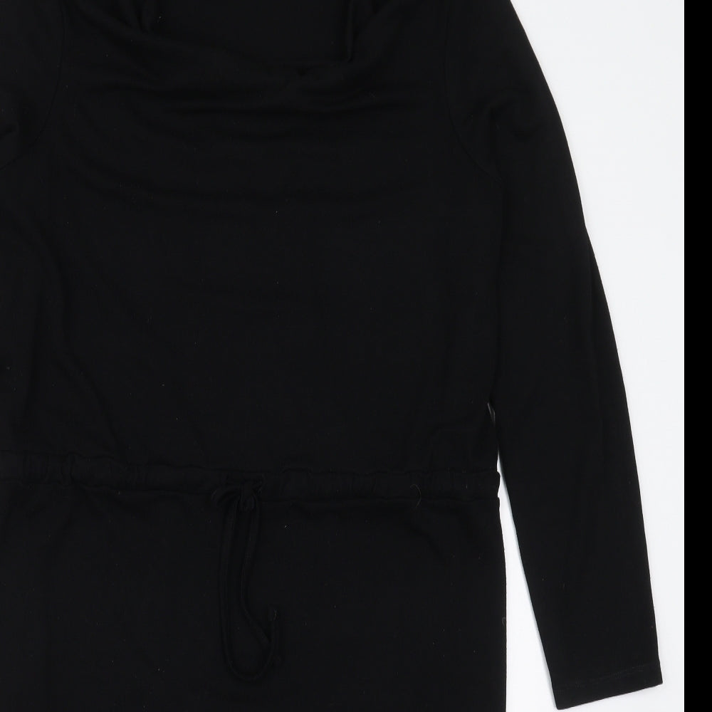 Marks and Spencer Womens Black  Polyester Jumper Dress  Size 16  Cowl Neck Pullover