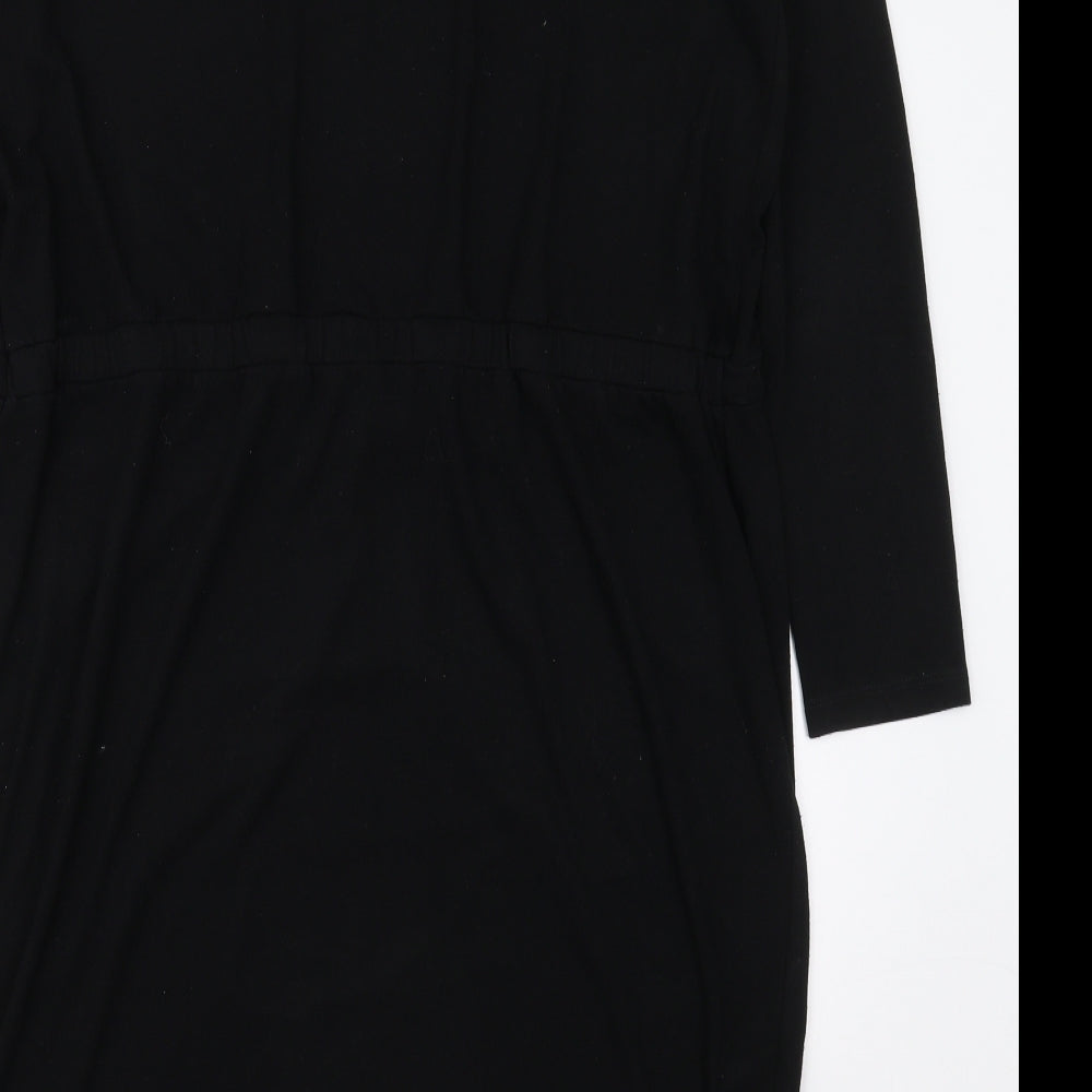 Marks and Spencer Womens Black  Polyester Jumper Dress  Size 16  Cowl Neck Pullover