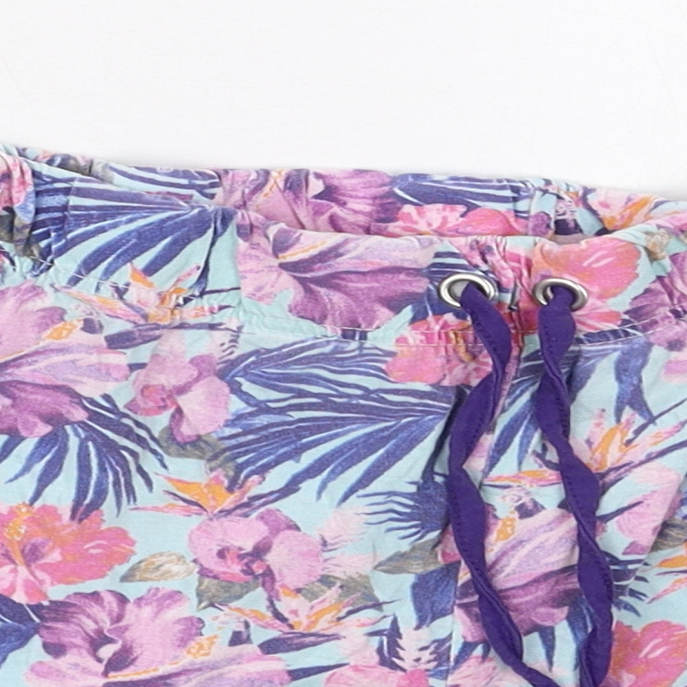 Pep&Co Womens Blue Floral Cotton Sweat Shorts Size 18  Regular Drawstring