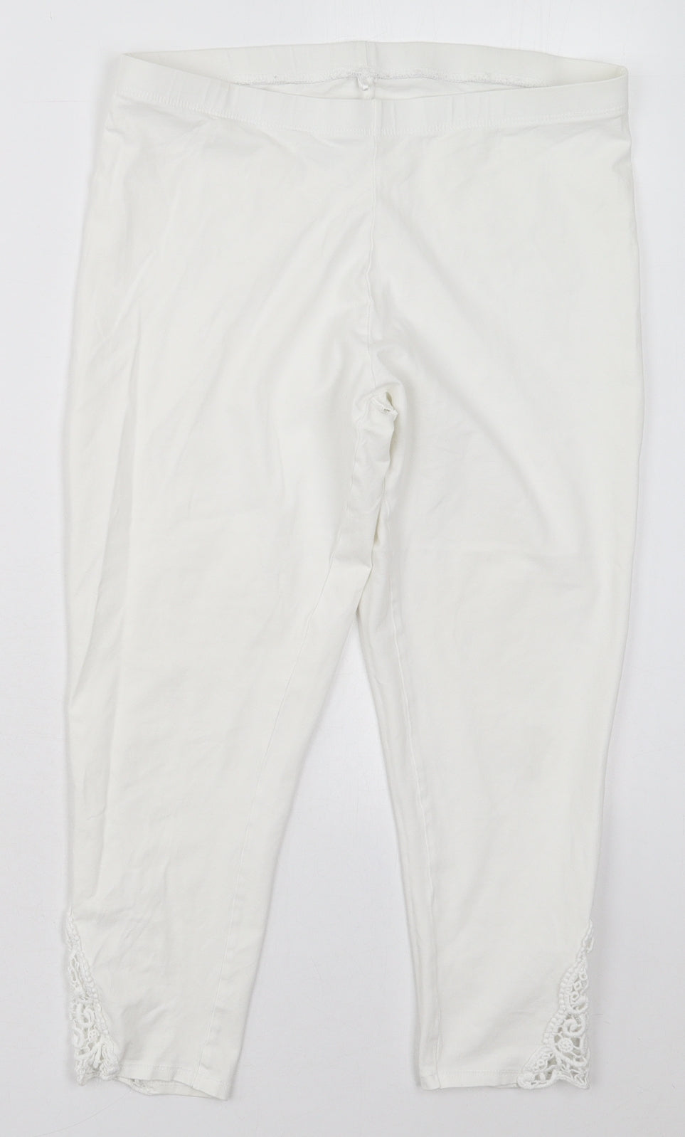 George Womens White  Cotton Cropped Leggings Size 16 L20 in