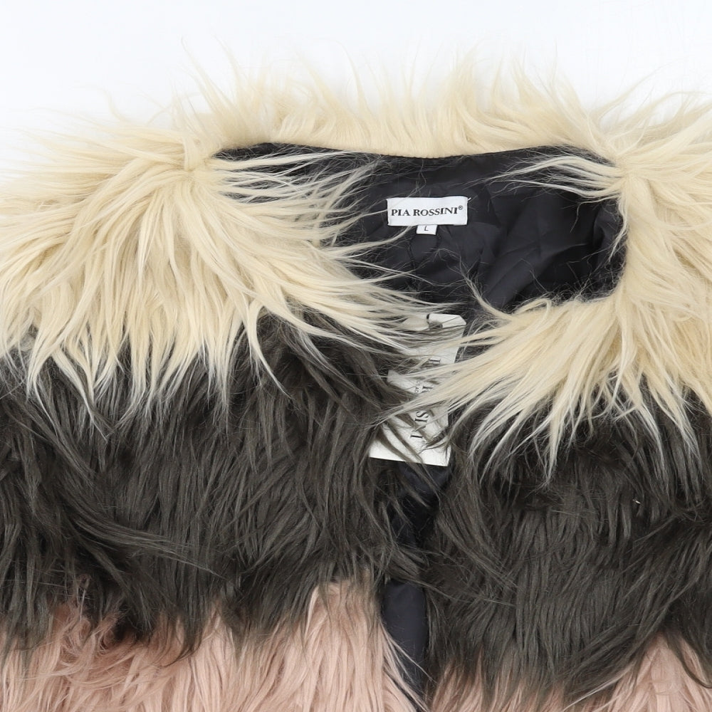 Pia Rossini Womens Beige Striped  Jacket  Size L   - Pink