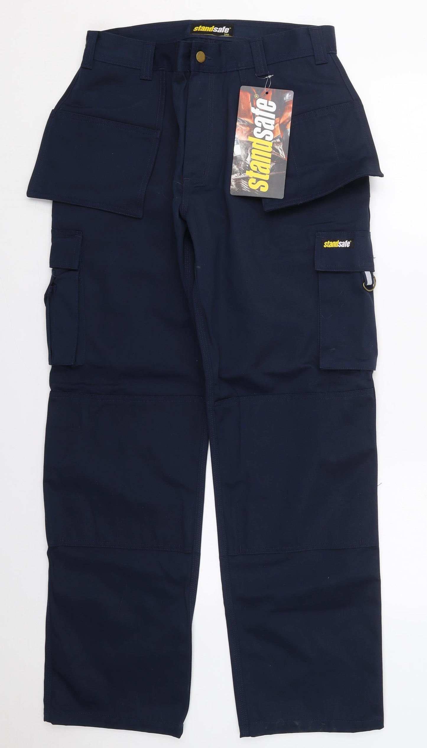 Stand Safe Mens Blue  Cotton Carpenter Trousers Size 34 L31 in Regular Button