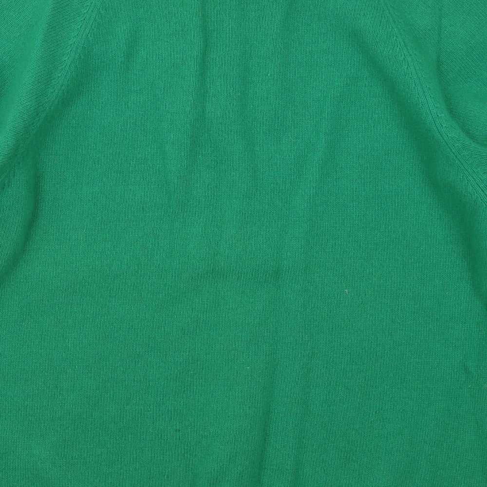Benetton Womens Green Crew Neck  Wool Pullover Jumper Size XL
