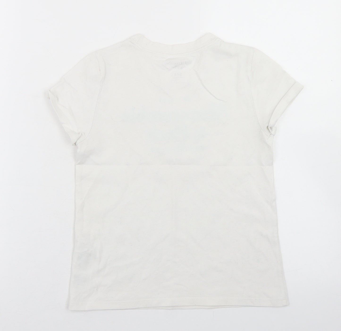 abercrombie kids Girls White  Cotton Basic T-Shirt Size 5-6 Years Crew Neck