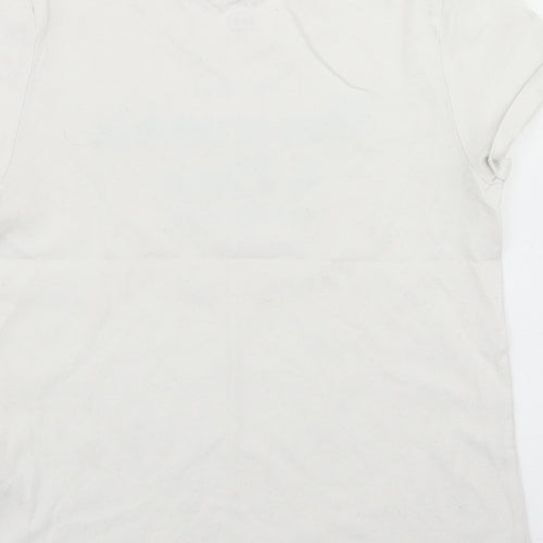 abercrombie kids Girls White  Cotton Basic T-Shirt Size 5-6 Years Crew Neck