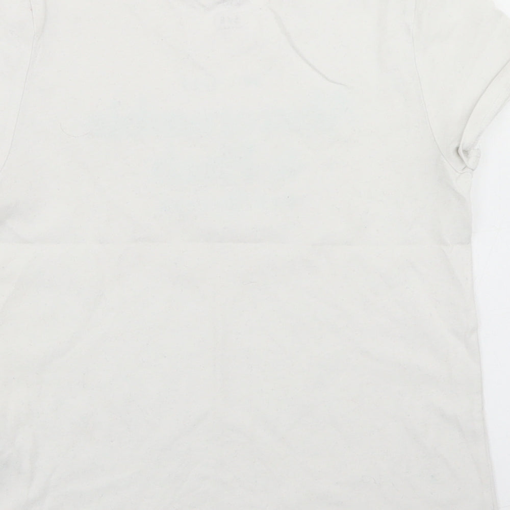 abercrombie kids Girls White  Cotton Basic T-Shirt Size 5-6 Years Crew Neck