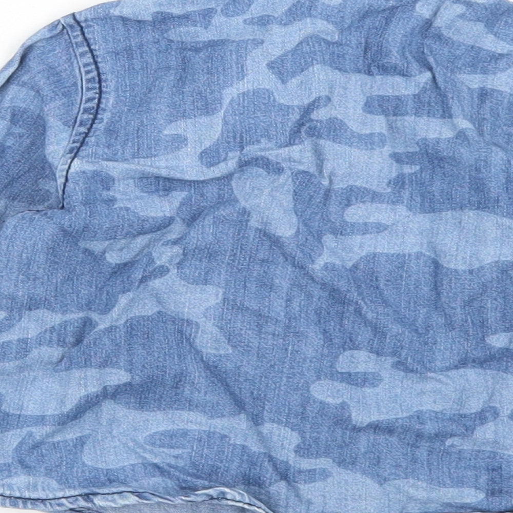 Mini Club Boys Blue Camouflage Cotton Basic Button-Up Size 6-9 Months Collared Button