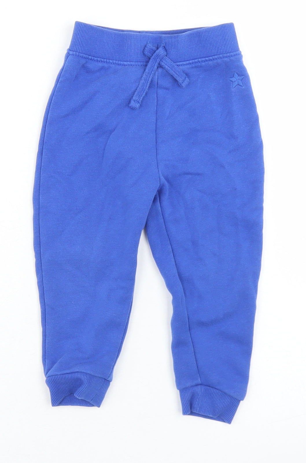 Dunnes Stores Boys Blue  Cotton Cropped Trousers Size 12-18 Months  Drawstring