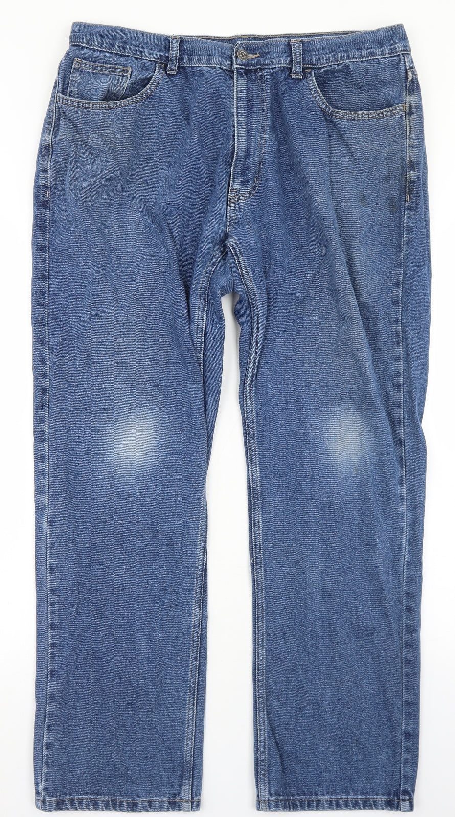 George Mens Blue  Cotton Straight Jeans Size 34 in L29 in Regular Button