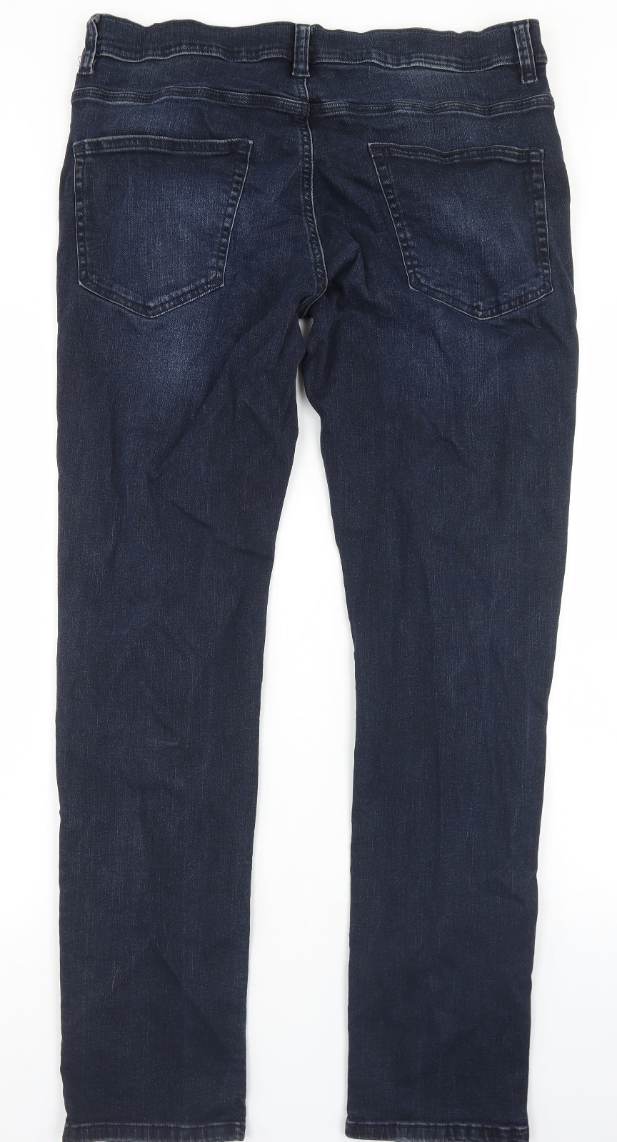 F&F Mens Blue  Cotton Straight Jeans Size 36 in L32 in Slim Button
