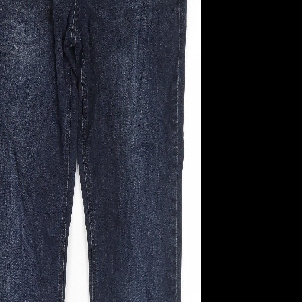 F&F Mens Blue  Cotton Straight Jeans Size 36 in L32 in Slim Button