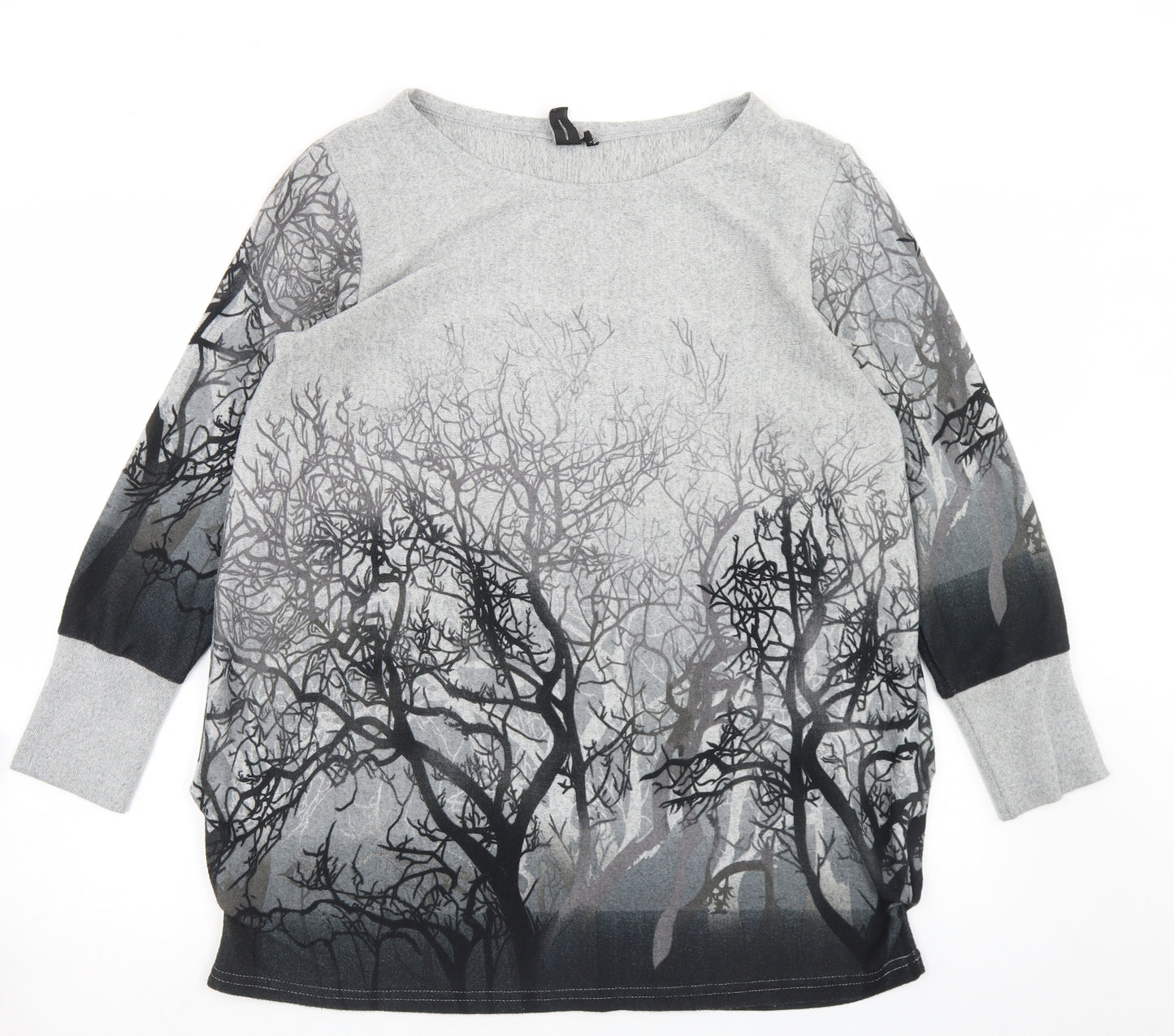 Izabel Womens Grey  Polyester Basic T-Shirt Size 12 Round Neck - Forest