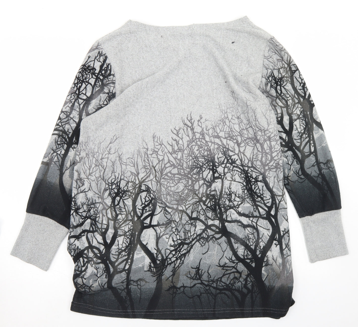 Izabel Womens Grey  Polyester Basic T-Shirt Size 12 Round Neck - Forest
