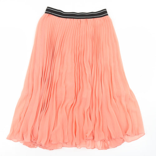 Topshop Womens Orange  Polyester Pleated Skirt Size 8