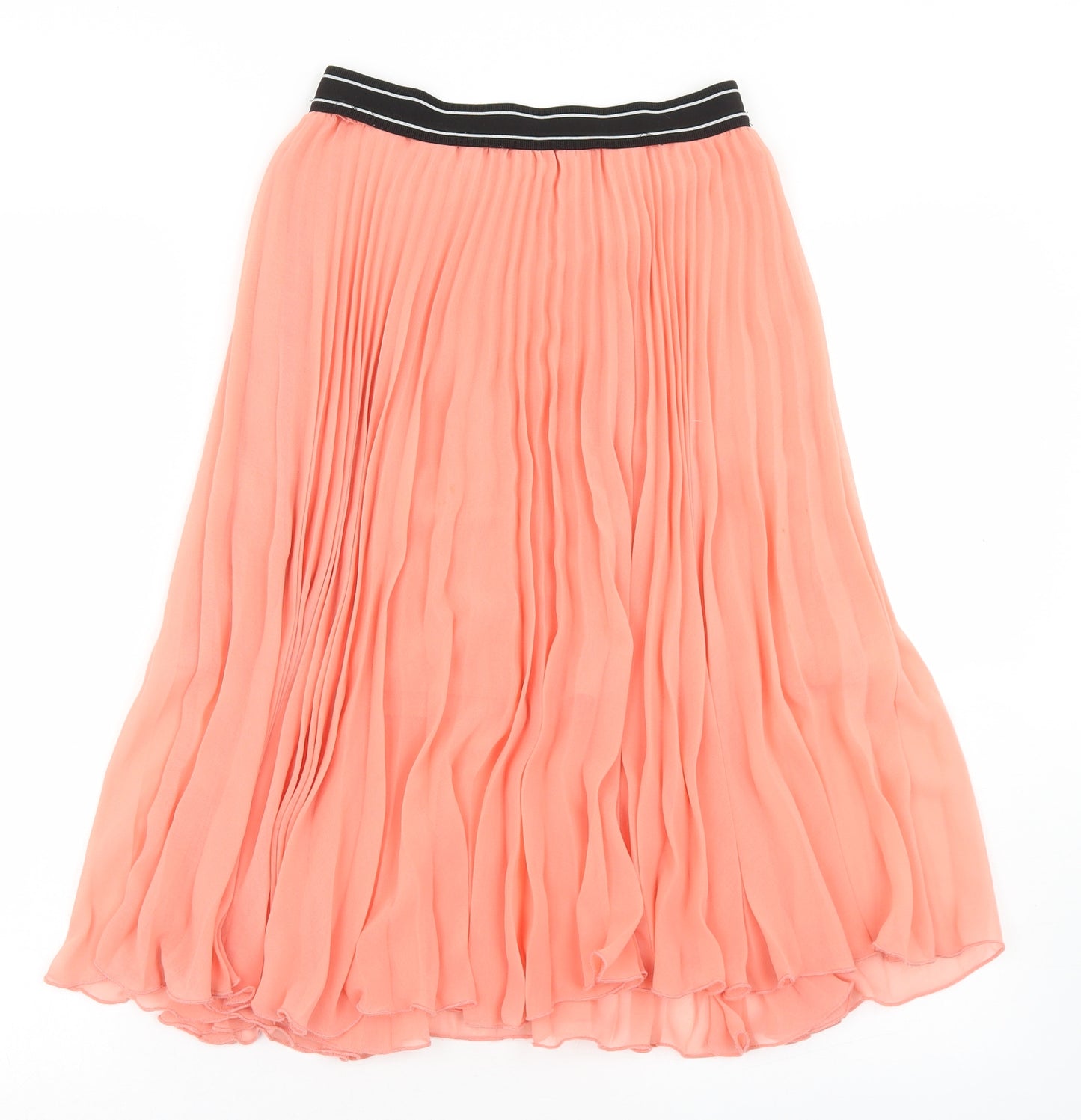 Topshop Womens Orange  Polyester Pleated Skirt Size 8